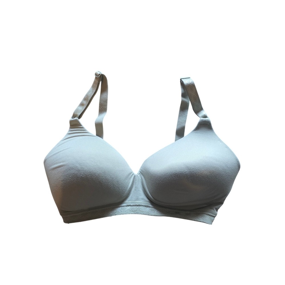 Warners Bra 34D Womens Wireless Padded Green Adjustable Straps Stretch